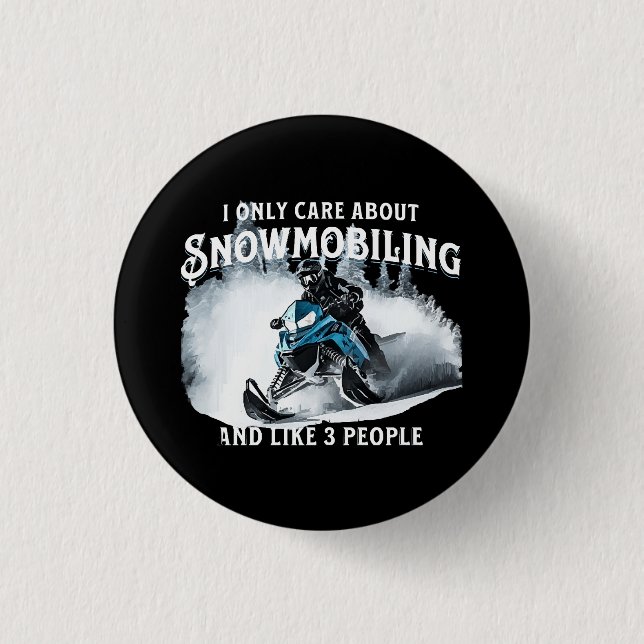 Snowmobiling Funny Snowmobile  Button (Front)