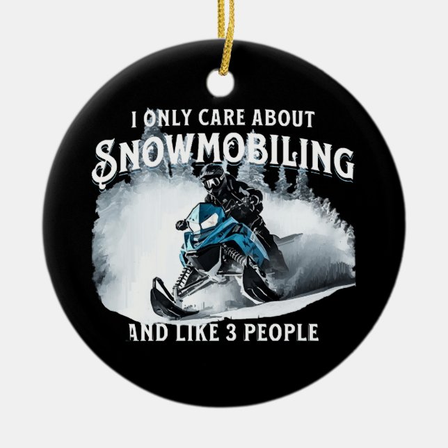 Snowmobiling Funny Snowmobile  Ceramic Ornament (Front)