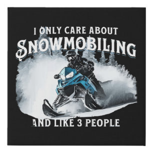 Snowmobiling Funny Snowmobile Faux Canvas Print