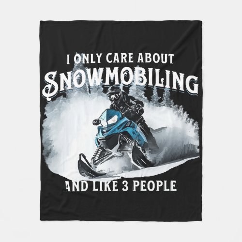 Snowmobiling Funny Snowmobile  Fleece Blanket