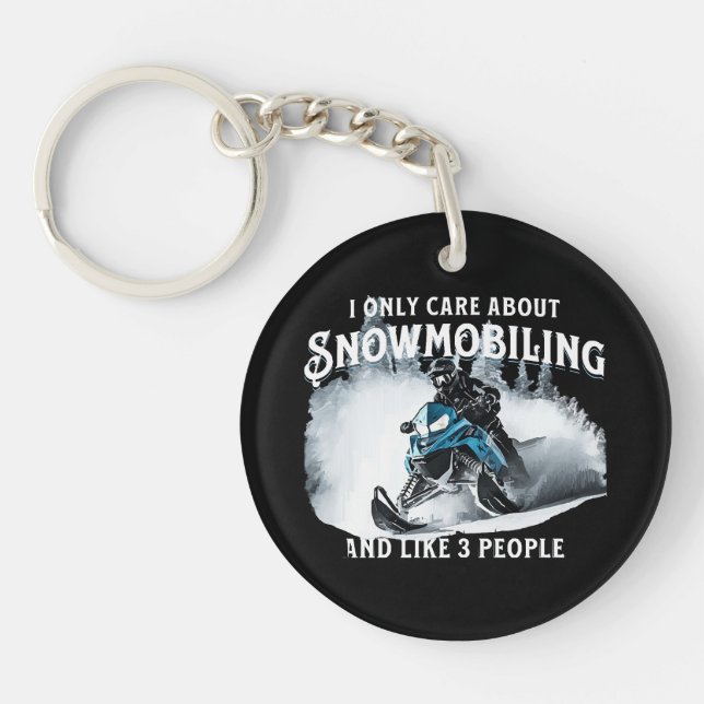 Snowmobiling Funny Snowmobile  Keychain (Front)