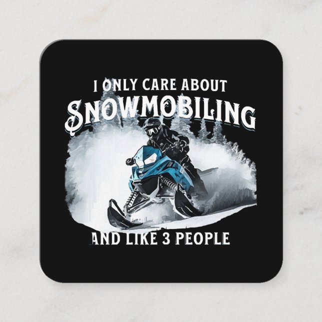 Snowmobiling Funny Snowmobile  Square Business Card (Front)