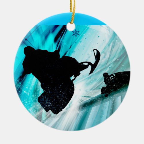 Snowmobiling on Icy Trails Ceramic Ornament