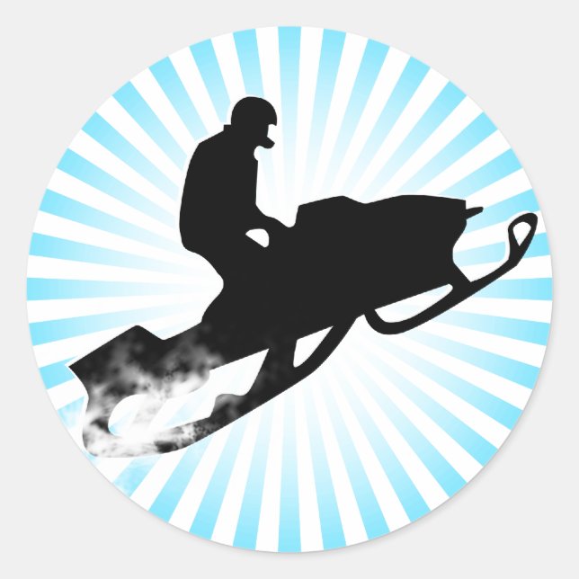 snowmobiling powder trail. classic round sticker (Front)