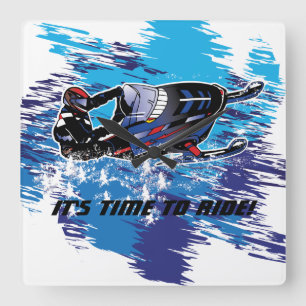 Snowmobiling Time to Ride Square Wall Clock