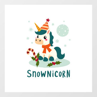 Snownicorn Cute Unicorn Snowman Christmas Girl T-S Floor Decals