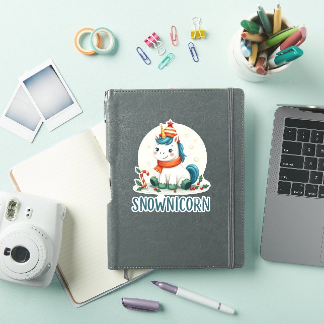 Snownicorn Cute Unicorn Snowman Christmas Girl T-S Sticker (iPad Cover)