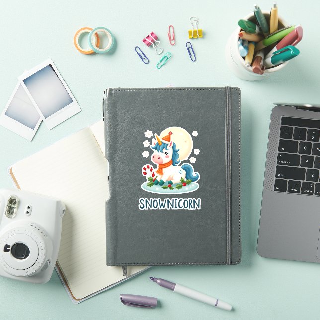 Snownicorn Cute Unicorn Snowman Christmas Girl T-S Sticker (iPad Cover)