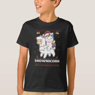 Snownicorn Unicorn Lama Christmas Winter Animals T-Shirt