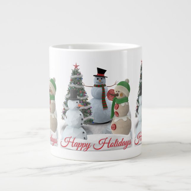 SnowPals Happy Holidays red script Giant Coffee Mug (Front)