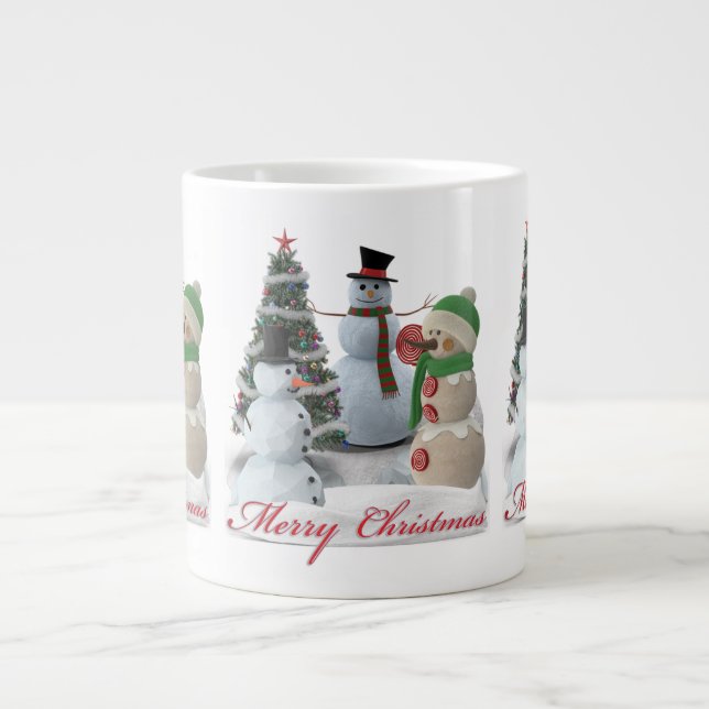 SnowPals Merry Christmas red script Giant Coffee Mug (Front)