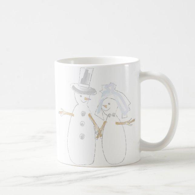 Snowpeople Bride and Groom Coffee Mug (Right)