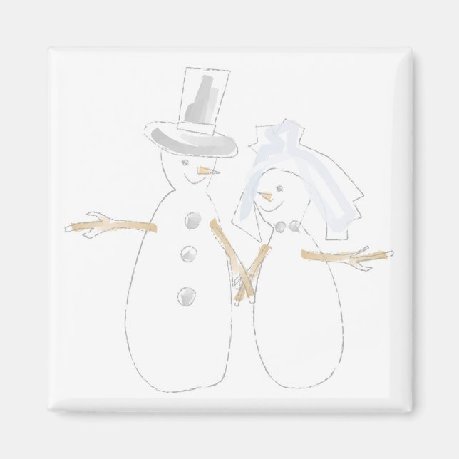 Snowpeople Bride and Groom Magnet (Front)