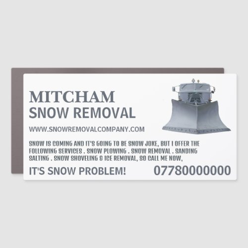 Snowplow Snow Removal Company Advertising Car Magnet
