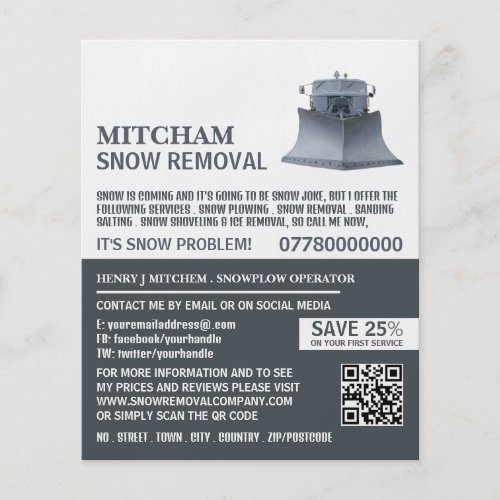 Snowplow Snow Removal Company Advertising Flyer
