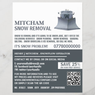 Snowplow, Snow Removal Company Advertising Flyer