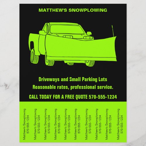 Snowplowing Business Flyer with Tear off Strips