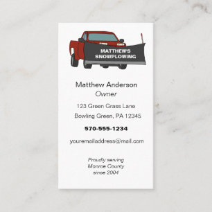 Snowplowing Pickup Truck with Plow Snowplow Business Card
