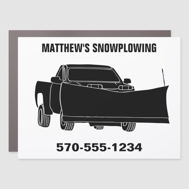 Snowplowing Pickup Truck with Plow Snowplow Car Magnet (Front)