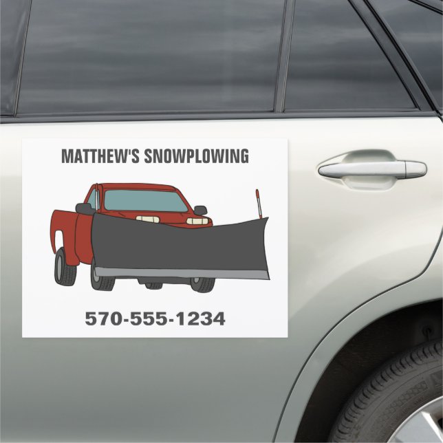 Snowplowing Pickup Truck with Plow Snowplow Car Magnet (In Situ)