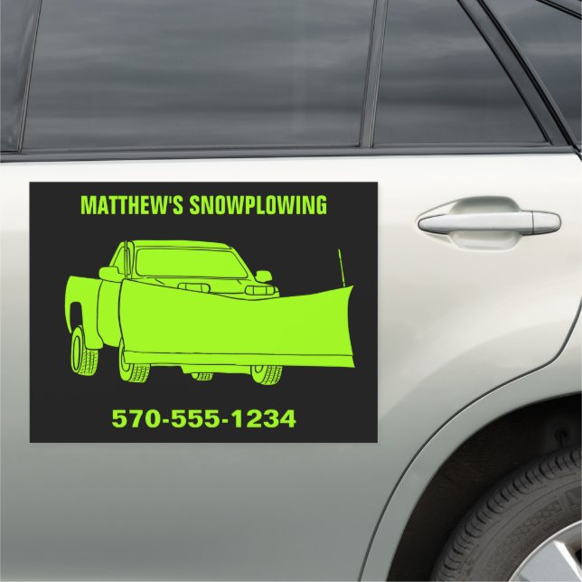 Snowplowing Pickup Truck with Plow Snowplow Car Magnet (In Situ)