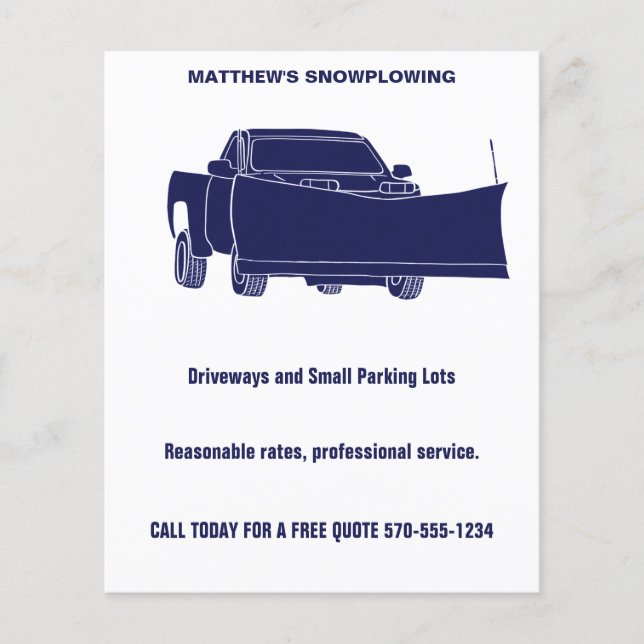 Snowplowing Pickup Truck with Plow Snowplow Flyer (Front)