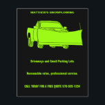 Snowplowing Pickup Truck with Plow Snowplow Flyer<br><div class="desc">Promote your snowplowing business with these easy to customize flyers. They feature an illustration of a pickup truck with a snowplow on the front in bright lime green set against a black background. Add in your custom information in the template fields. The reverse side of these flyers is blank, but...</div>