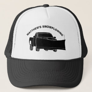 Snowplowing Pickup Truck with Plow Snowplow Trucker Hat
