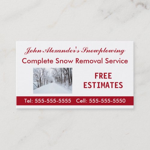 Snowplowing Snow Removal and Service Business Business Card