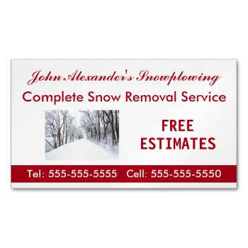 Snowplowing  Snow Removal  And Service Business Business Card Magnet by MtotheFifthPower at Zazzle