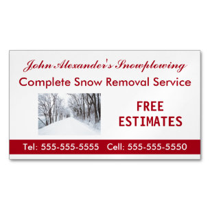 Snowplowing, Snow Removal, and Service Business Card Magnet