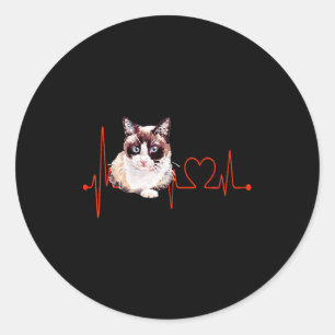 Snowscute Ss Cute Ss Cat Heartbeat Ekg Funny I Lov Classic Round Sticker