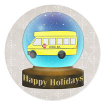 Snowsglobe school bus Christmas Gifts Classic Round Sticker