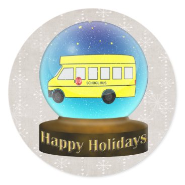 Snowsglobe school bus Christmas Gifts Classic Round Sticker