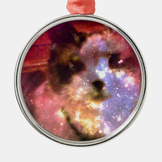 snowshoe aurora borealis kitty metal ornament (Front)