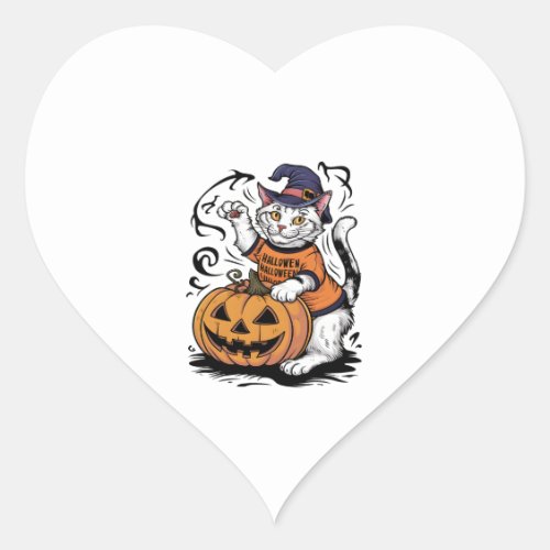 Snowshoe Cat Cute Halloween Witch Pumpkin Heart Sticker