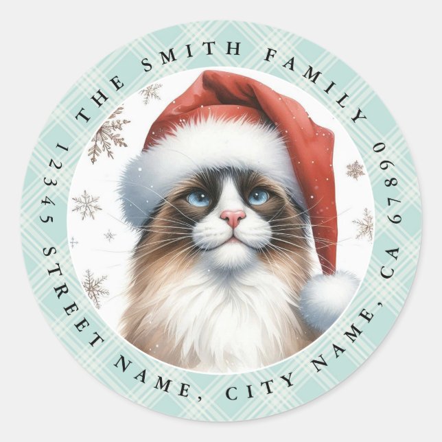 Snowshoe Cat Round Stickers (Front)