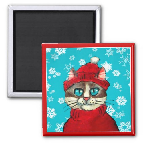 Snowshoe Cat Winter Christmas magnet