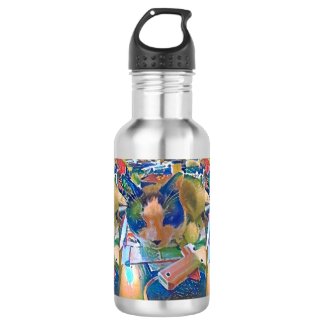snowshoe crafting kitty stainless steel water bottle