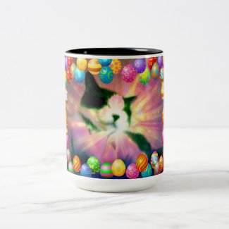 Snowshoe Happy Easter Kitty Two-Tone Coffee Mug