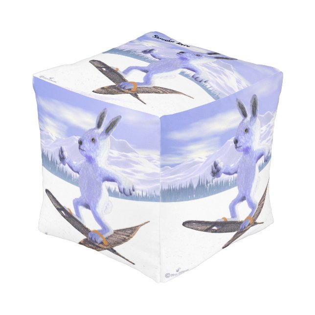 Snowshoe Hare Pouf (Angled Front)