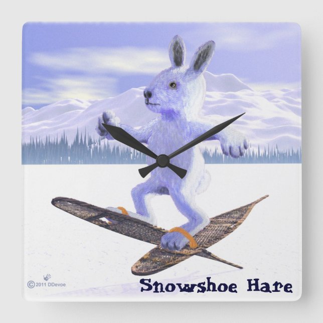Snowshoe Hare Square Wall Clock (Front)