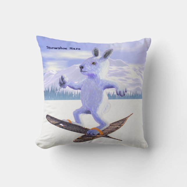 Snowshoe Hare Throw Pillow (Front)