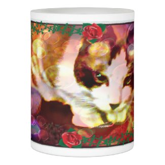 snowshoe kitty in the red roses flameless candle