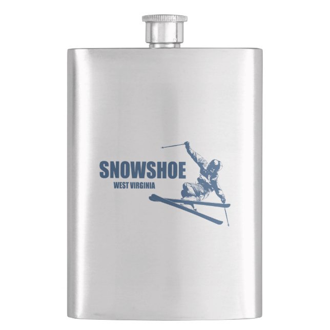 Snowshoe Mountain West Virginia Skier Flask (Front)