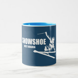 Snowshoe Mountain West Virginia Skier Two-Tone Coffee Mug