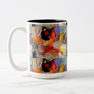 snowshoe painted fire kitty Two-Tone coffee mug