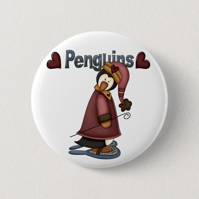 Snowshoe Penguin T-shirts and Gifts Button (Front)