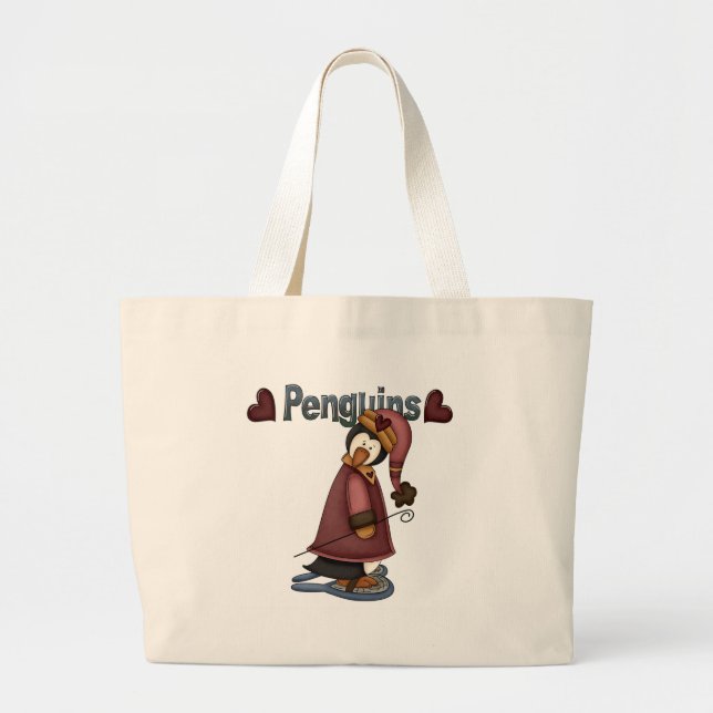 Snowshoe Penguin T-shirts and Gifts Large Tote Bag (Front)