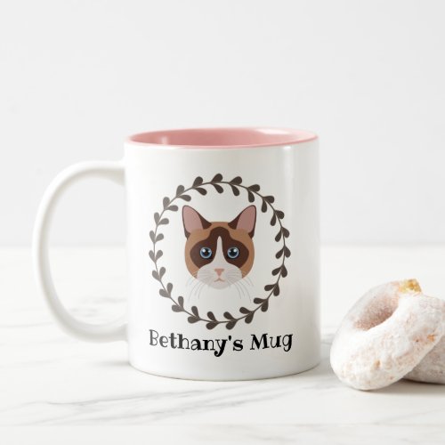 Snowshoe Siamese Cat Personalized Two_Tone Coffee Mug